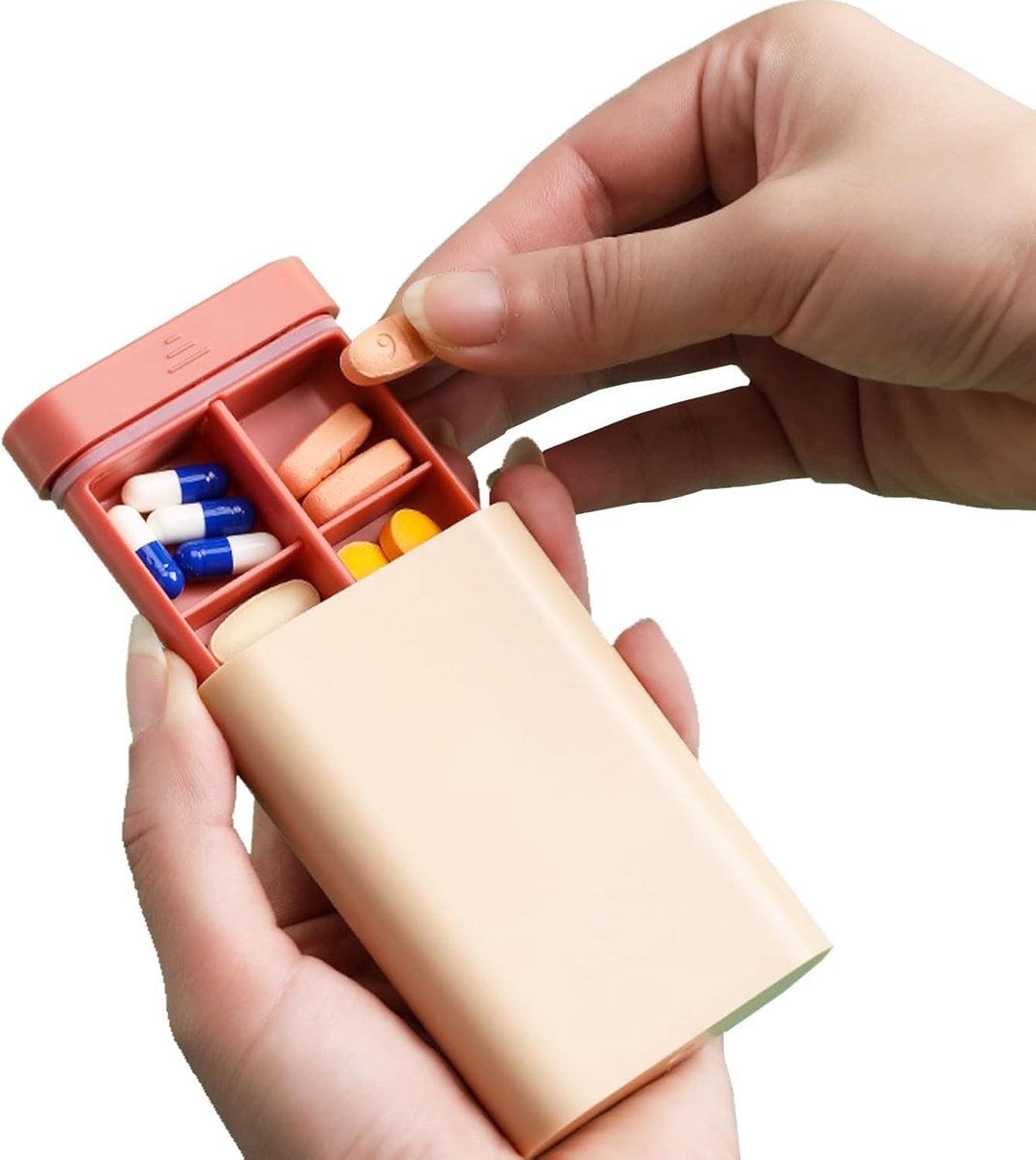 Wekelijkse Pillen Organizer voor Reizen, Handige en Schattige Pillenhouder voor Vitaminen, Medicijnen en Supplementen (Roze)
