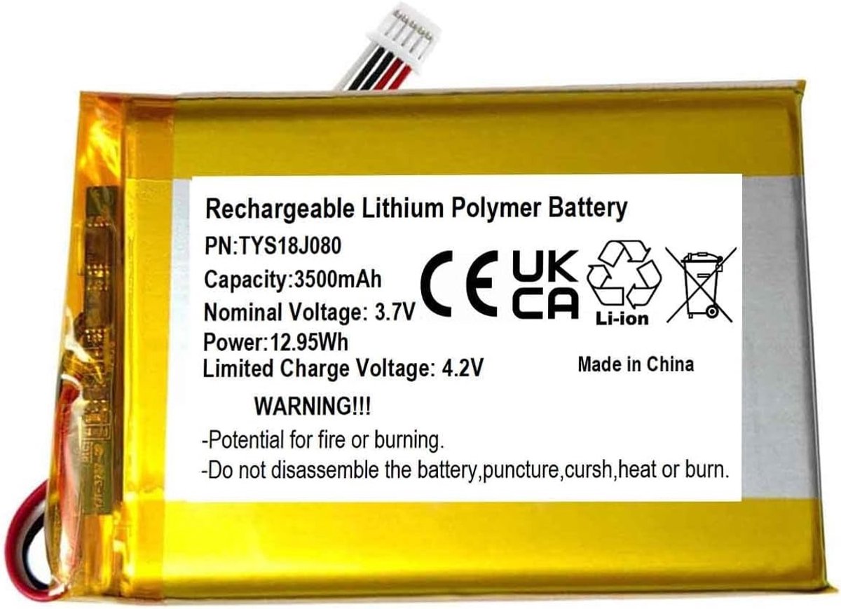 Oplaadbare 3000mAh 3.7V Batterij voor WiFi Video Baby Monitor met 7 Inch HD Scherm en Lange Levensduur
