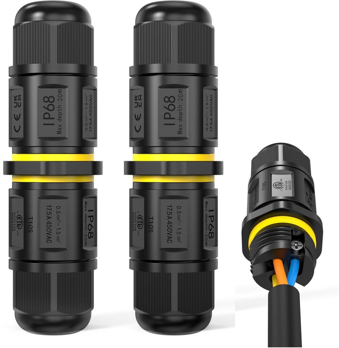 IP68 waterdichte stekker voor 3-9 mm kabels, 3-polig, voor binnen en buiten - ShopVlot