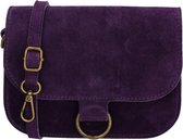 Charm London Vittoria Crossbodytas - Suede - Damestas - Schoudertas - Verstelbare Schouderband - Afneembare Schouderband - Compact - Leren Dames Tas - Paars
