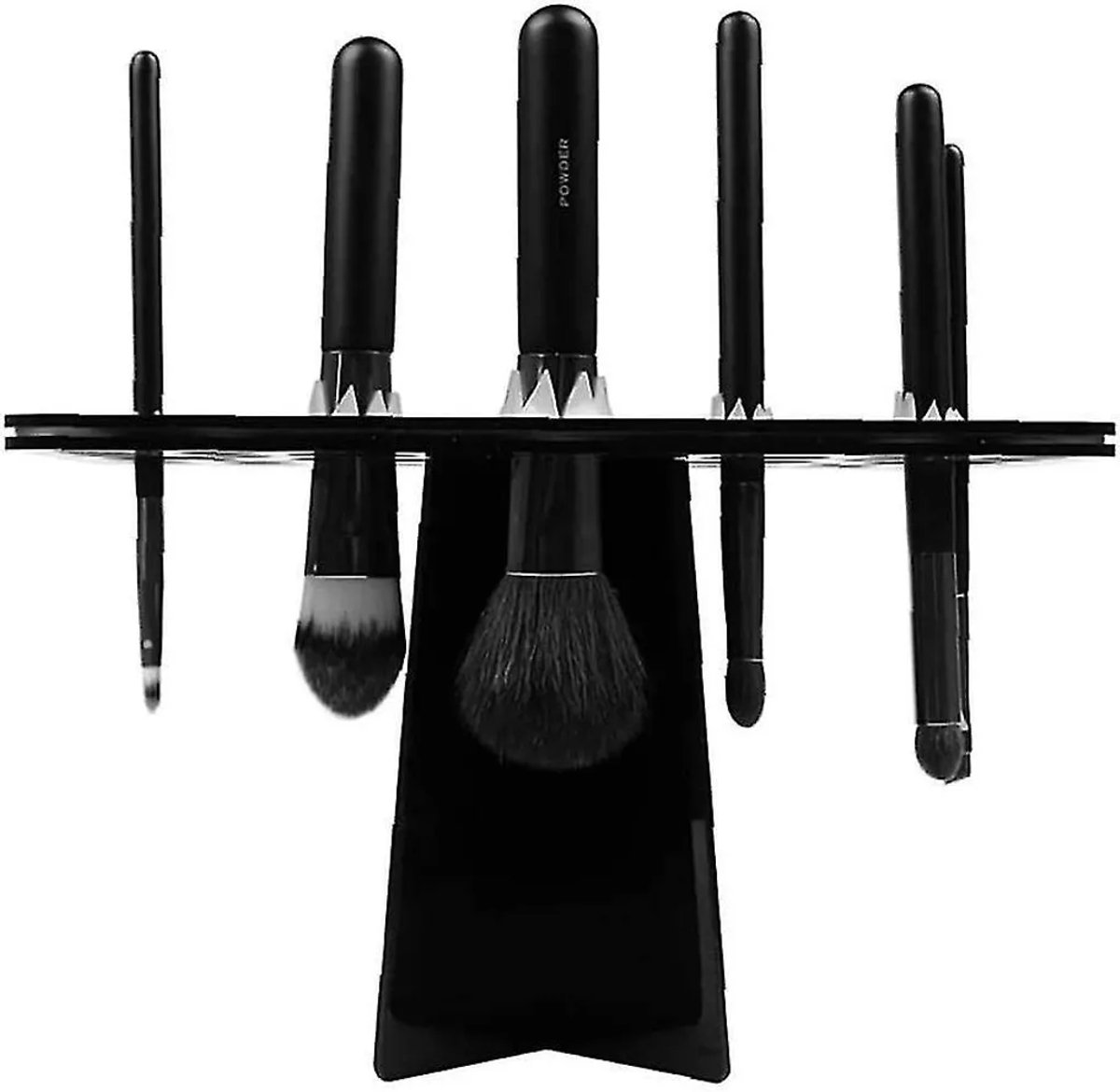 Droogrek Geschikt voor make-upborstels, 26 gaten, opvouwbaar acryl, zwart, 1 stuk.