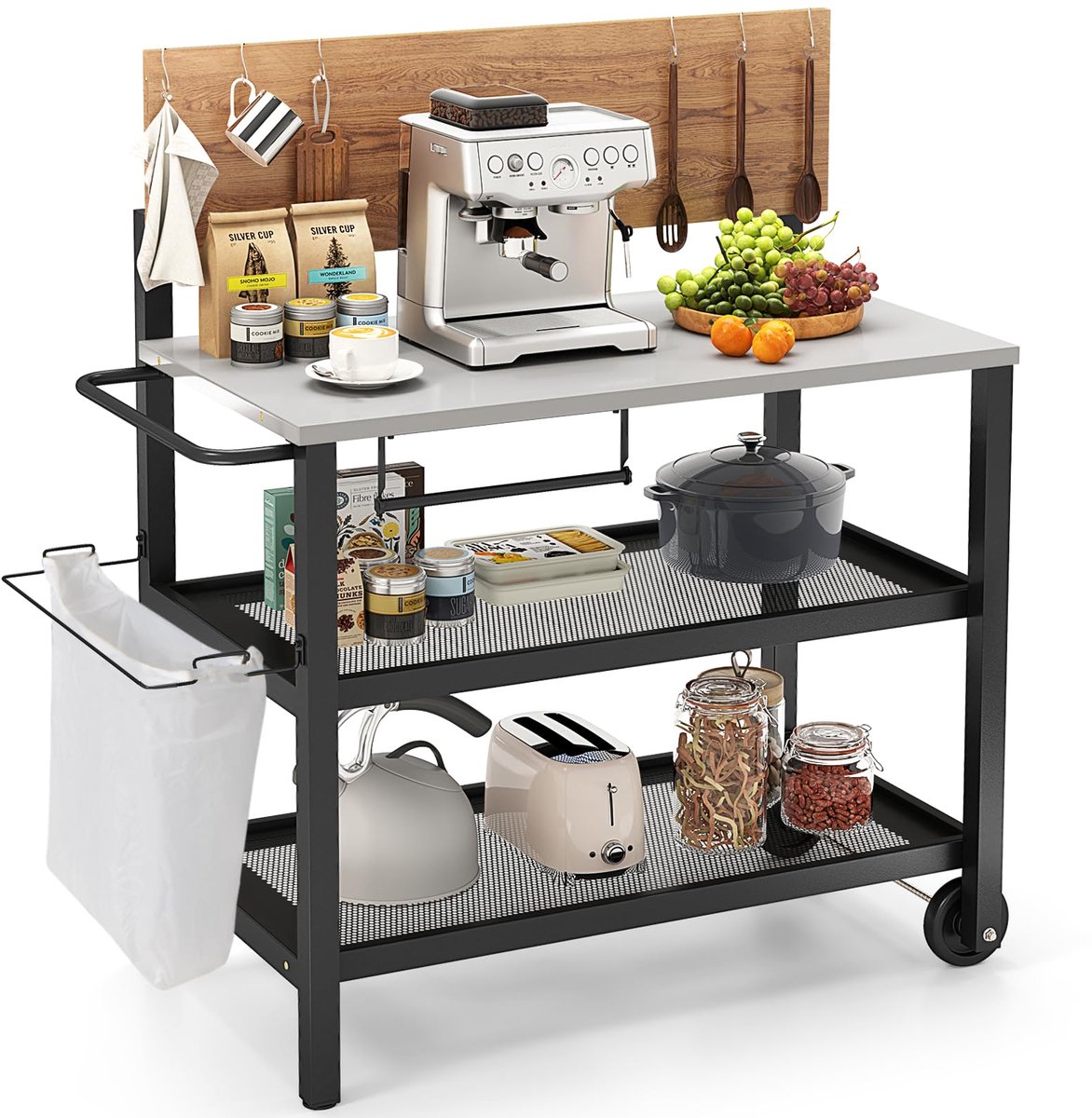 Famanu – Grillwagen, multifunctionele grilltafel en serveerwagen voor buitengebruik