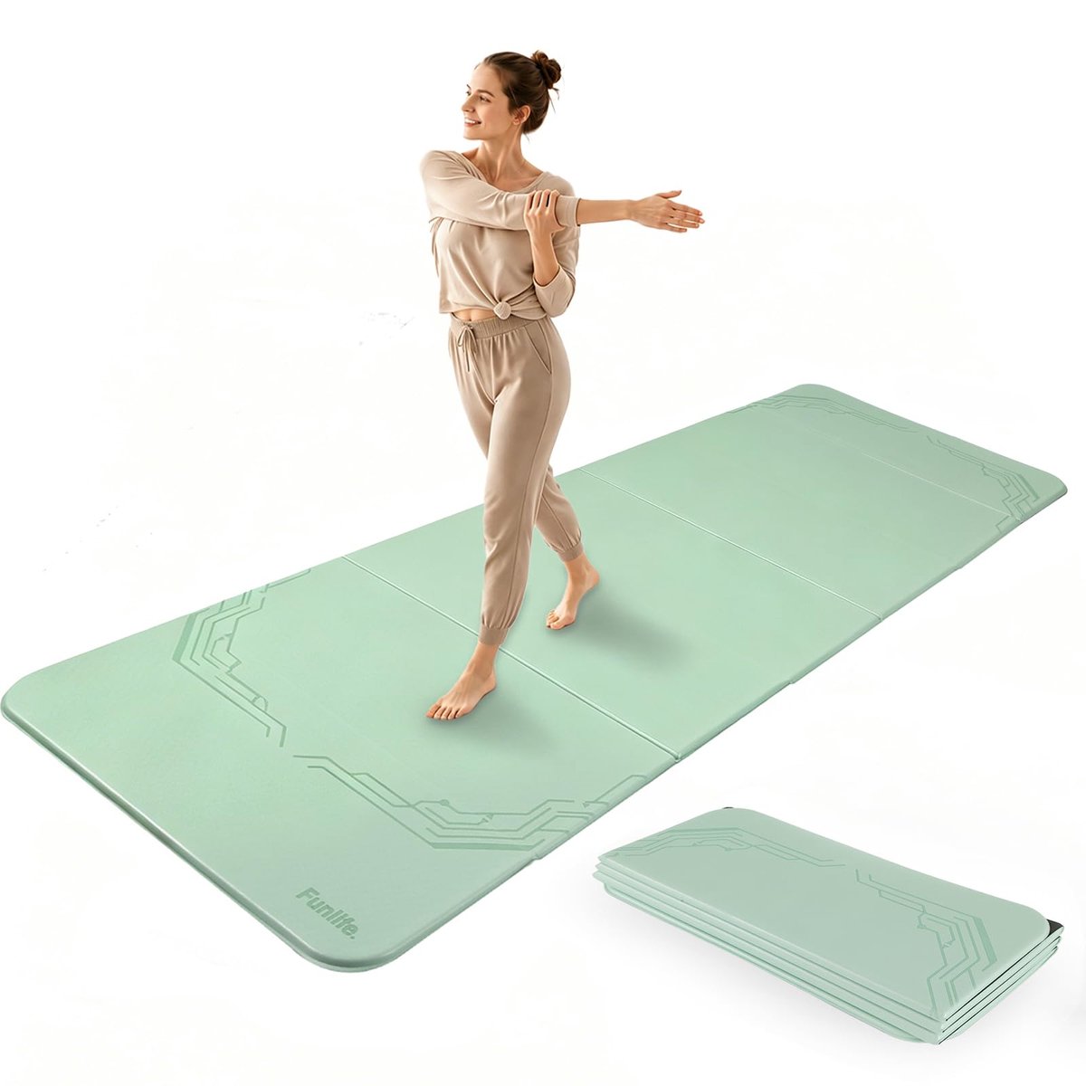 Famanu – XXL yogamat 190 × 66 cm, 10 mm opvouwbare fitnessmat, ideaal voor yoga en fitnessoefeningen