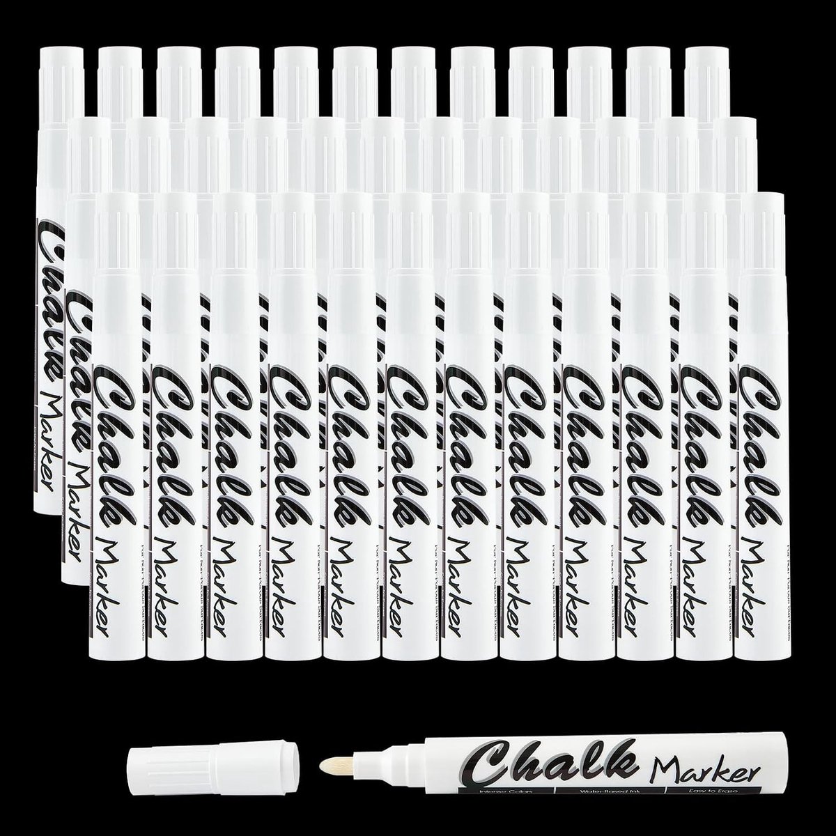 Witte Vloeibare Krijtstiften - Wit - 36 Stuks - Wasbare Raamkleurpotloden - Voor Creatieve Projecten
