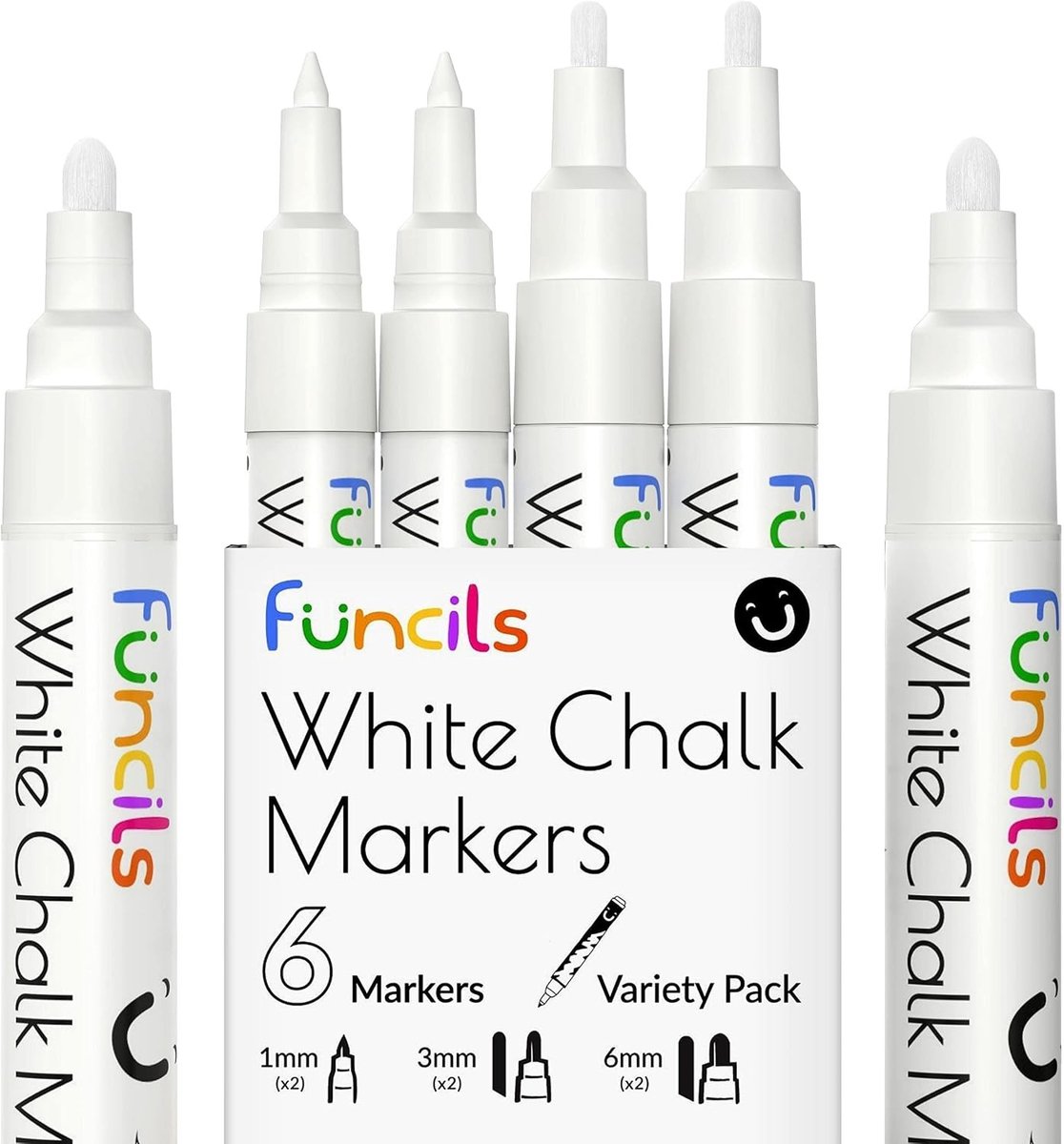 Witte Krijtstiften - Wit - 1 mm, 3 mm, 6 mm - Uitwisbare Krijtbordmarkers - Voor School en Restaurant