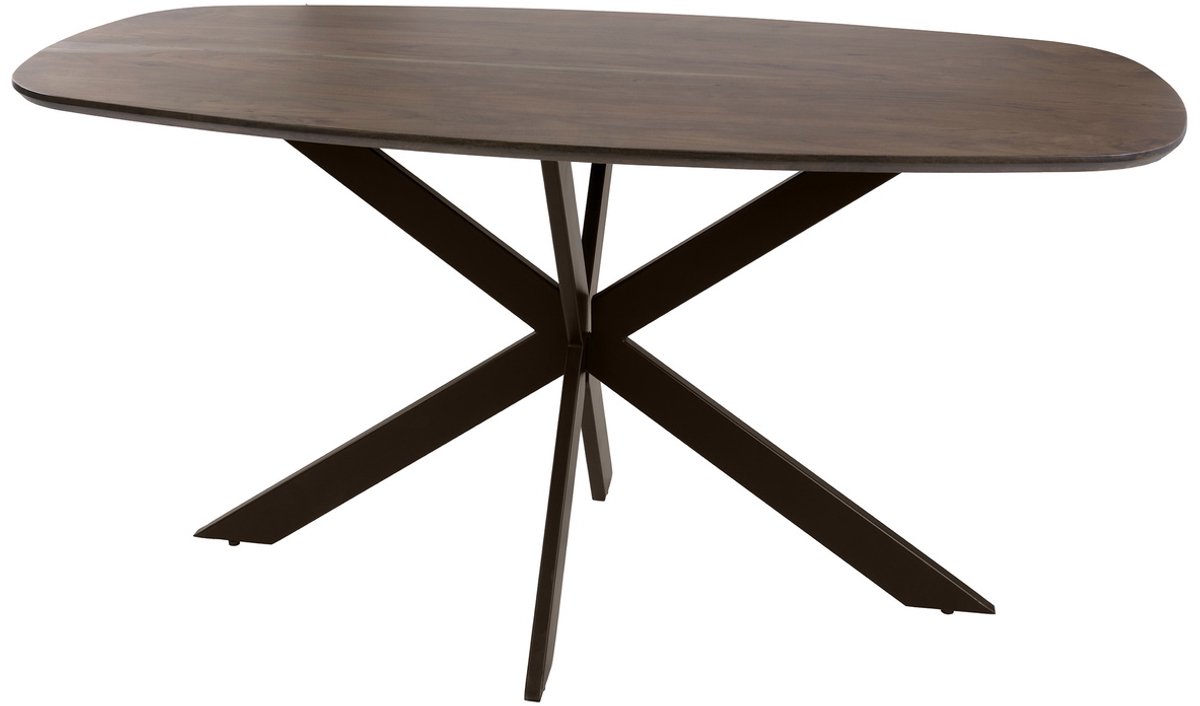 Giga Meubel Eettafel Arhus Solid - Deens Ovaal Bruin Hout - 150x90x77cm