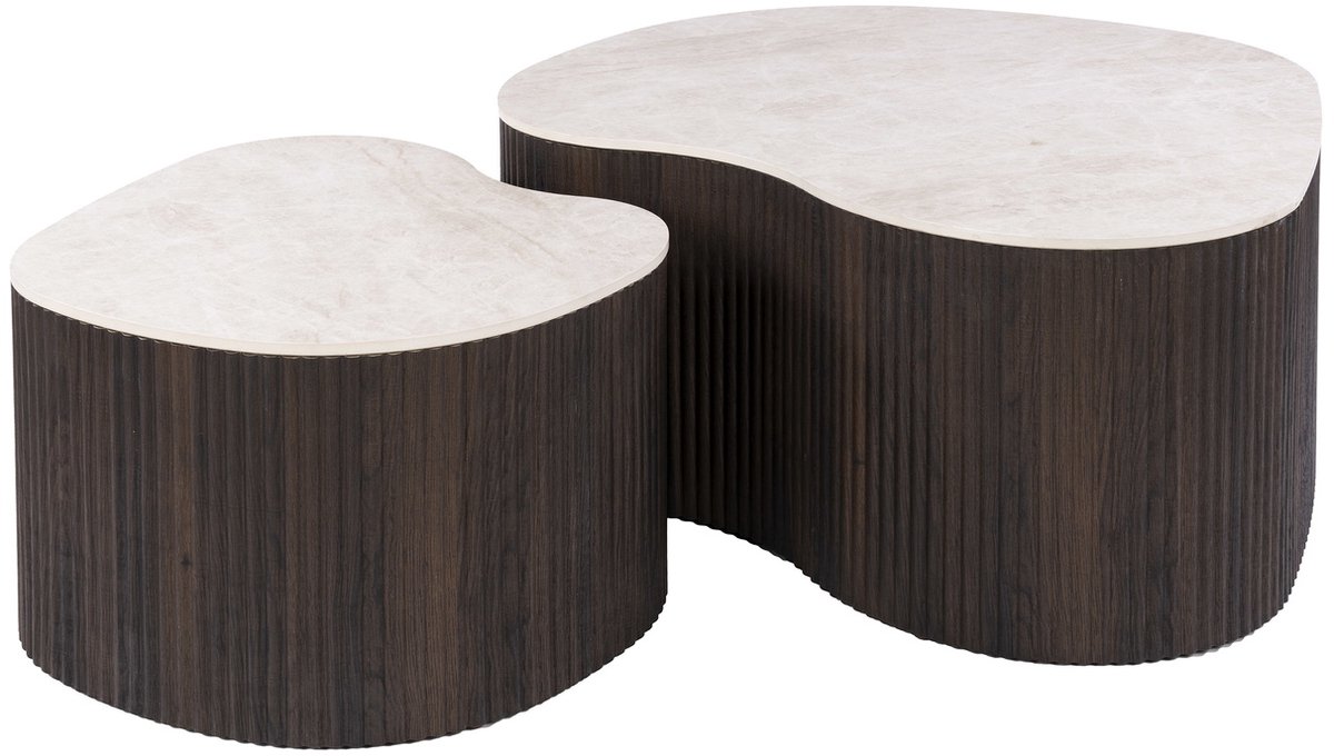 Giga Living Salontafel Ceramo Medio - Rond Keramiek - Set Van 2 Beige