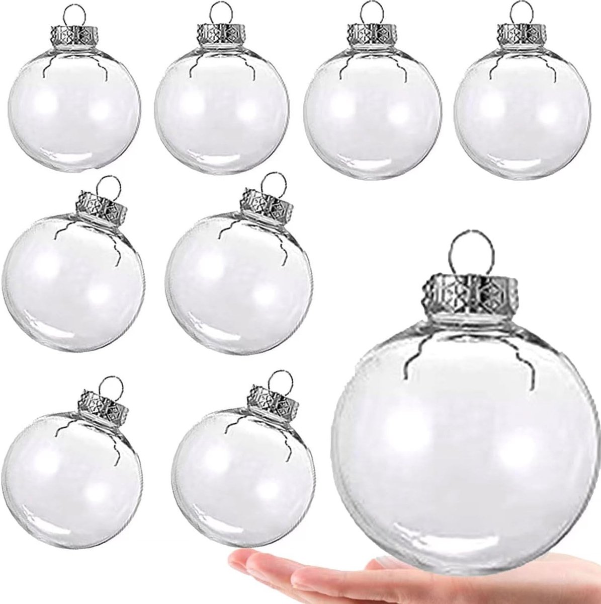 Transparante Vulbare Kerstballen - 80 mm - Plastic - Voor Feestdecoratie