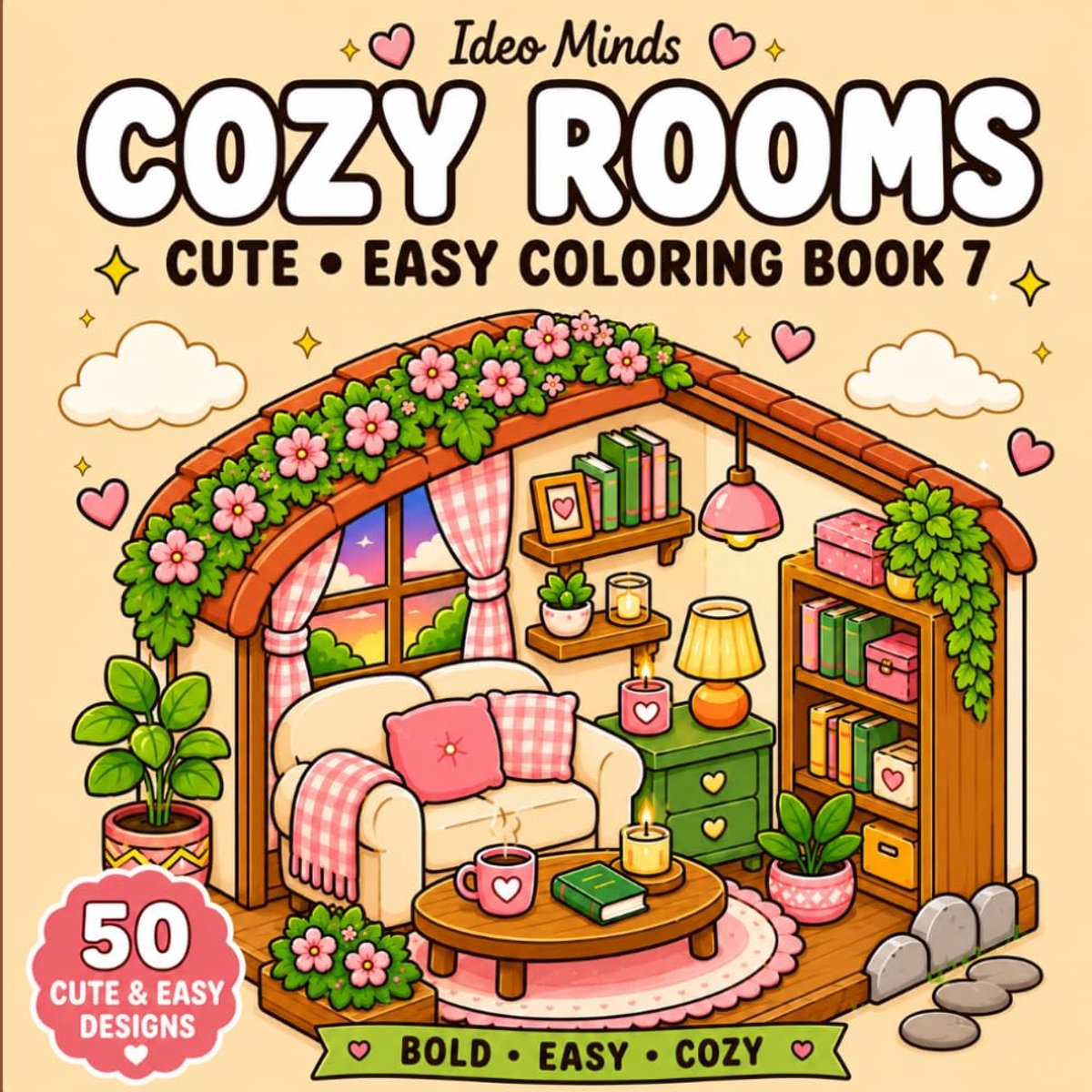 Cozy Rooms: Coloring Book for Adults & Teens - Bold and Easy Room Designs Featuring Living Rooms, Bedrooms, Reading - ShopVlot