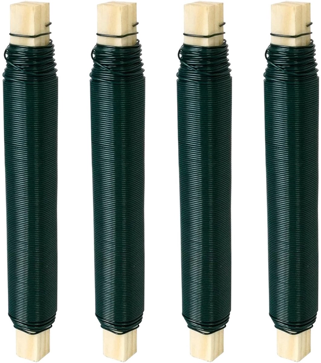 Groene Bloem Draad - 4 Rollen van 0.8mm x 30m Touw voor Tuinieren, Knutselen en Bloemstukken