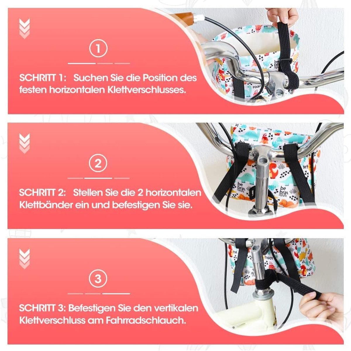 ANZOME Fietsmand voor kinderen, stuurtas met waterdichte afdekking, kinderfiets stuurmand voor meisjes - ShopVlot
