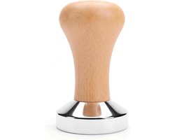 Professionele 51mm Koffietamper Set van RVS met Houten Handvat voor Espresso en Filterdrager Accessoires