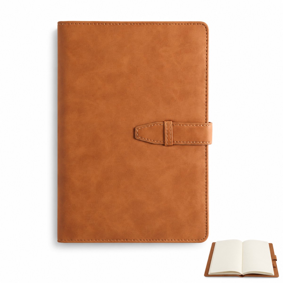 VHV - Notitieboek A5 - 220 Pagina- Zacht leer Schrijfboek- Met penhouder -Waterdicht Notebook - voor Kantoor Studie , Zakelijk Gebruik - Bruin