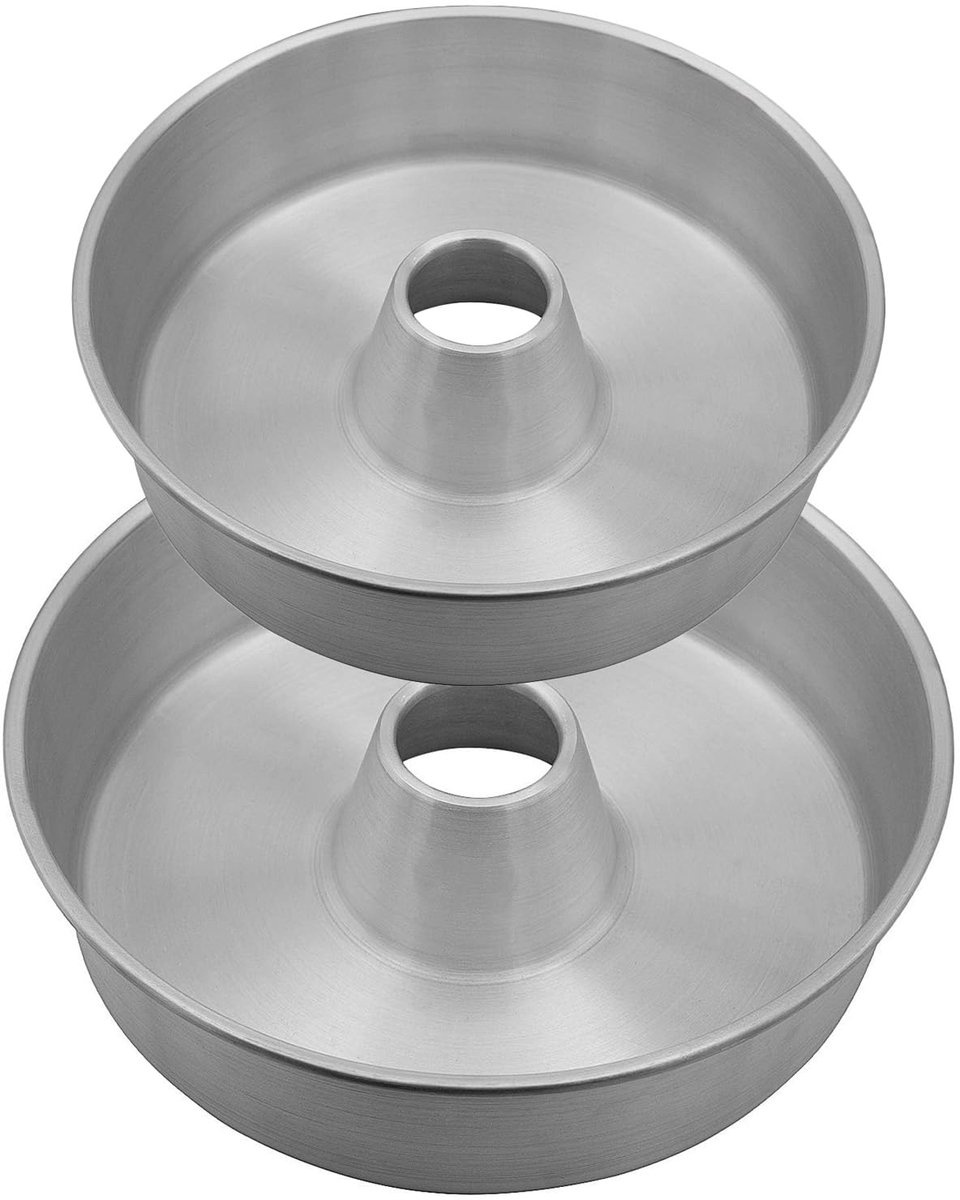 Famanu – Set van 2 Savarin bakvormen, ronde aluminium cakevorm met gat, antiaanbaklaag, tulbandvorm voor cake en ciambella, 24 en 28 cm