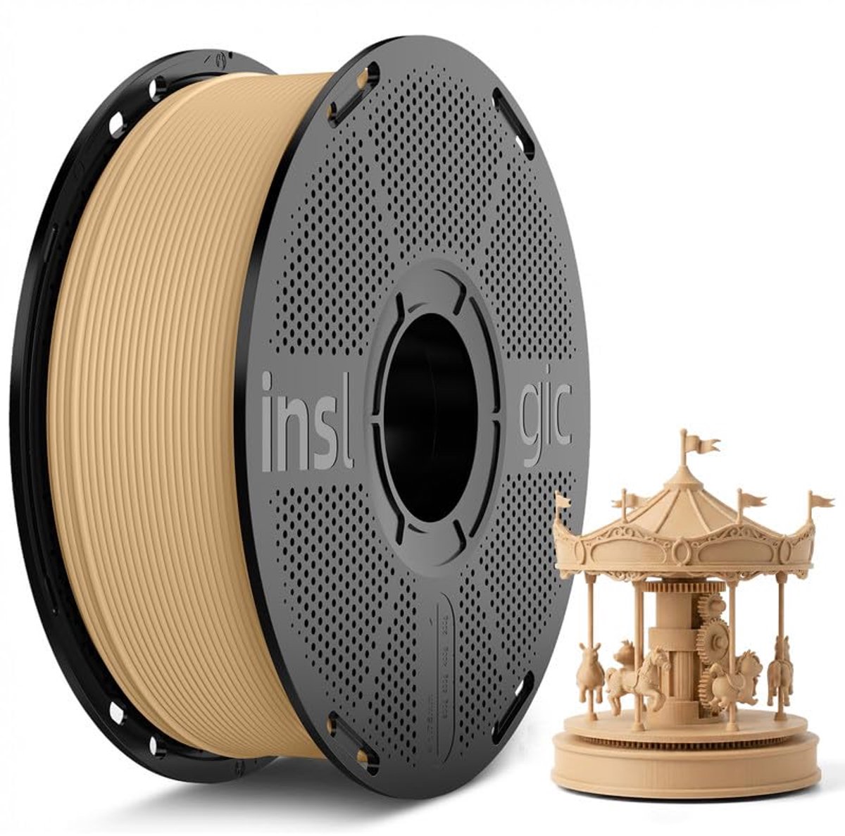 Inslogic WoodFill PLA Filament 1.75mm 1kg Houtachtige matte afwerking, echte houttextuur, snel printen, geschikt voor - ShopVlot