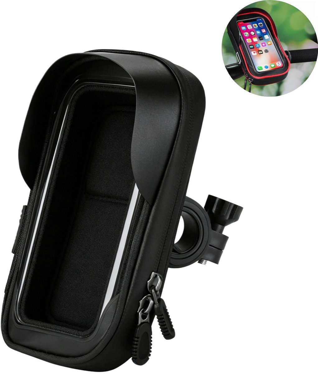 1 stuk - fiets‑stuurtas - waterbestendige voorste fietstas - wielrennen telefoontas - waterbestendig, touch‑scherm venster - geschikt voor smartphone 6,4 inch - werkverkeer, fietstochten, buitenactiviteiten - zwart
