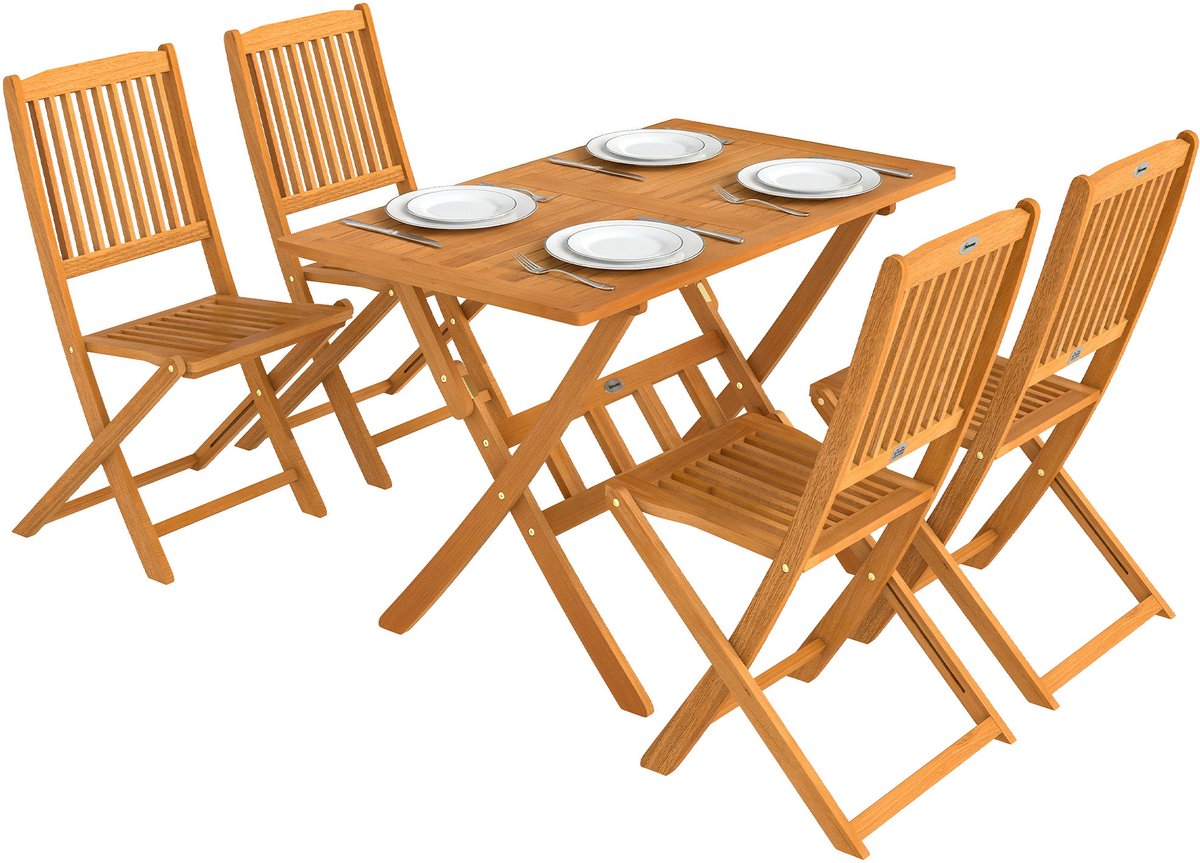 Outsunny Patio eethoek-Acaciahout-120L x 70B x 75H cm-Natuurlijke houttint