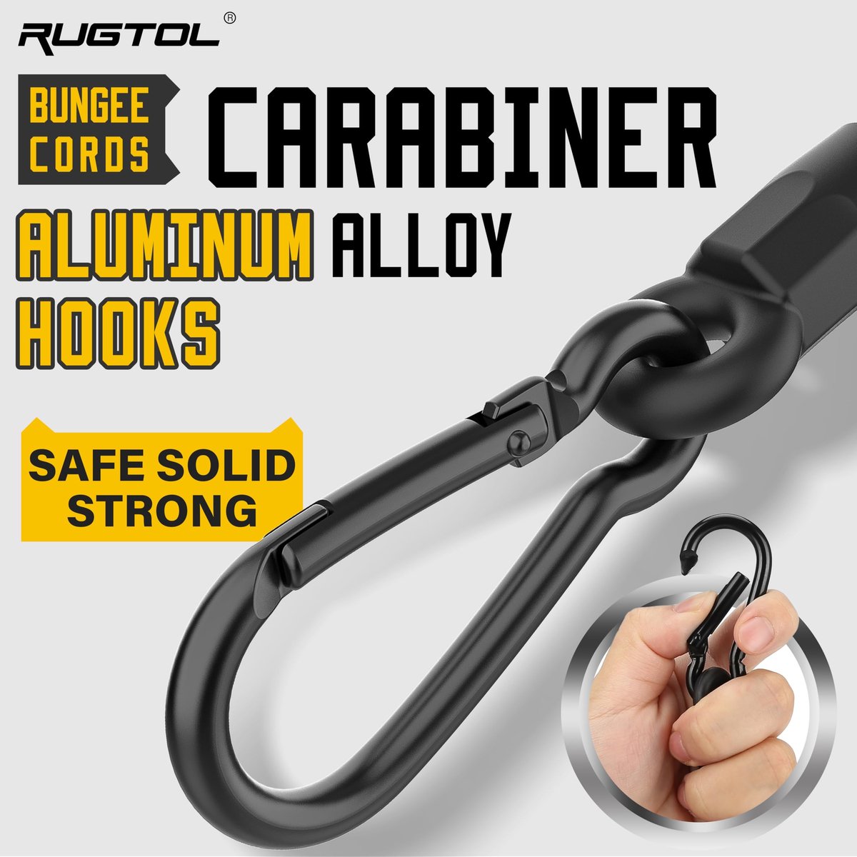 Spanrubber met karabijnhaak, verbeterde expander met karabijnhaak, set van 6, bagagespanner, zwart, in 3 maten, 30 cm - ShopVlot