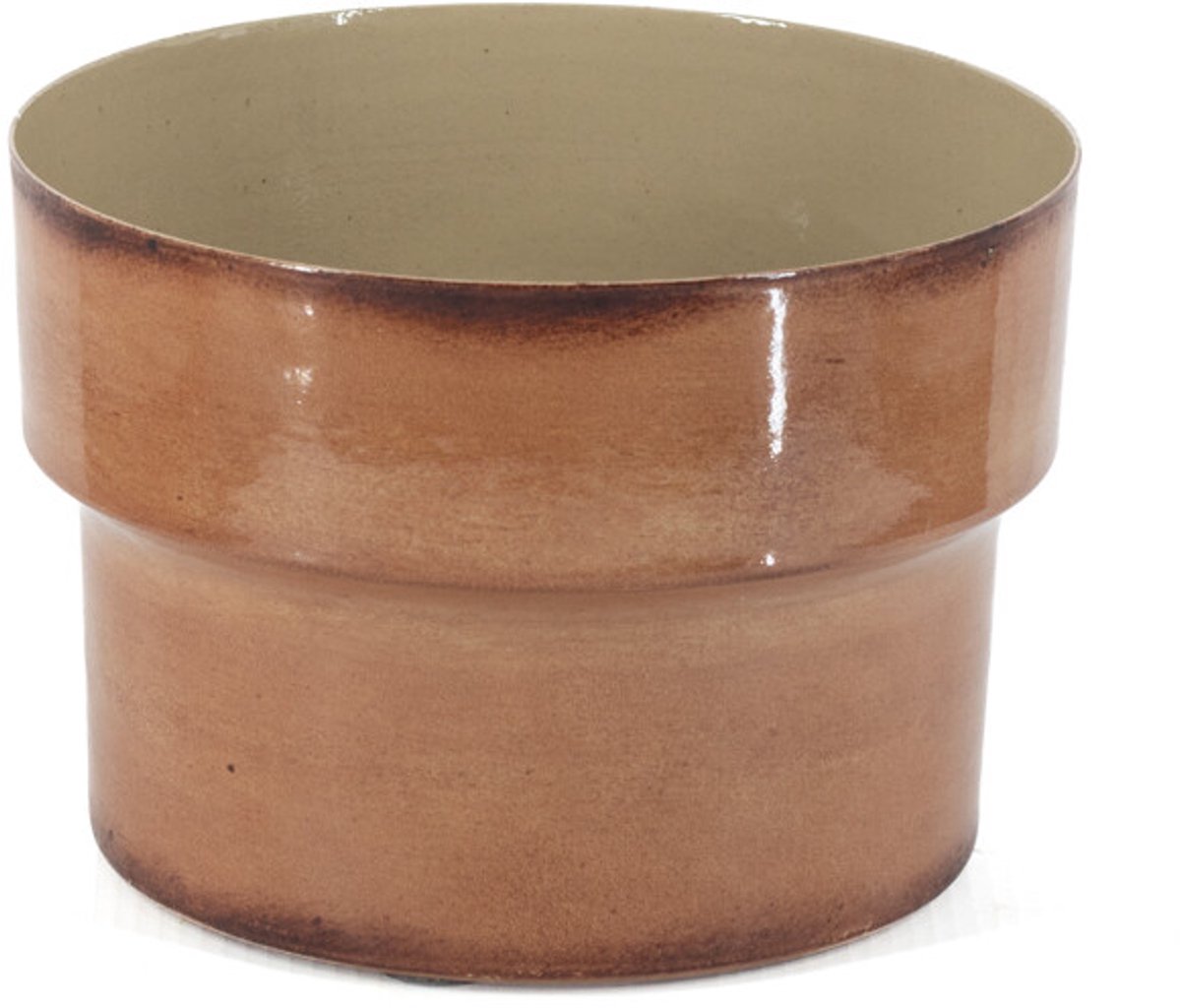 Metalen bloempot amber