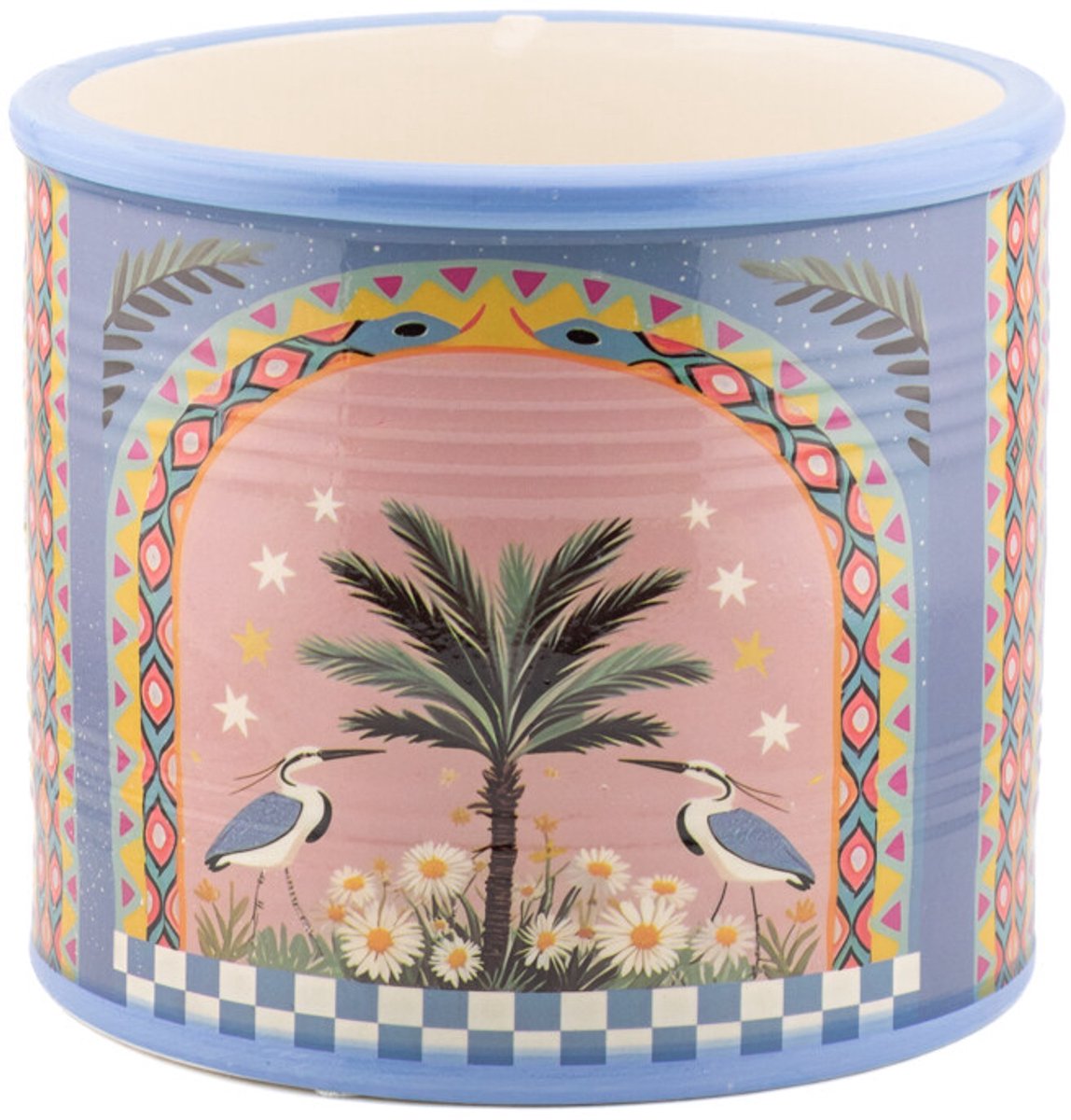 Aardewerk bloempot Palm bird