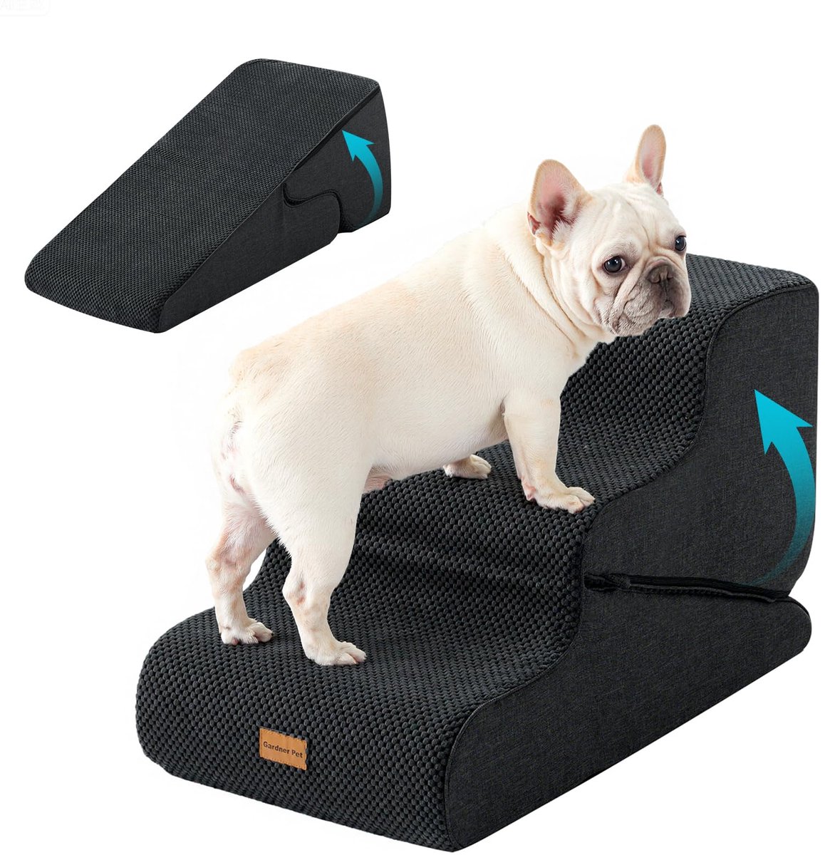 Famanu – Hondentrap voor kleine honden, 3 treden, 35/42 cm, schuim met hoge dichtheid, antislip bekleding voor bed en bank