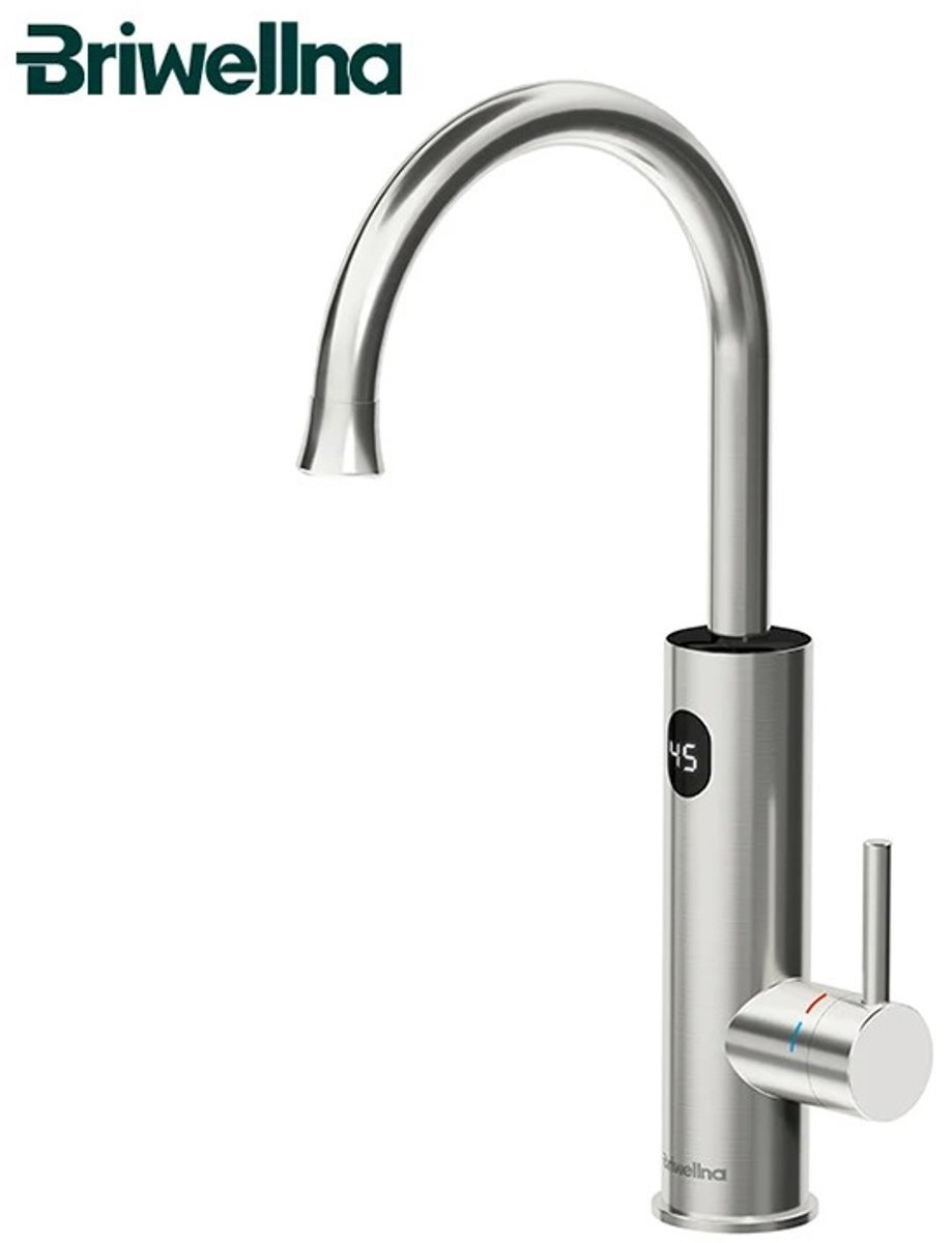 Innovastore Wastafel kraan - Keukenkraan - Verwarmingskraan - Digitale temperatuur - Koud/warm water schakelaar - RVS - Zilver