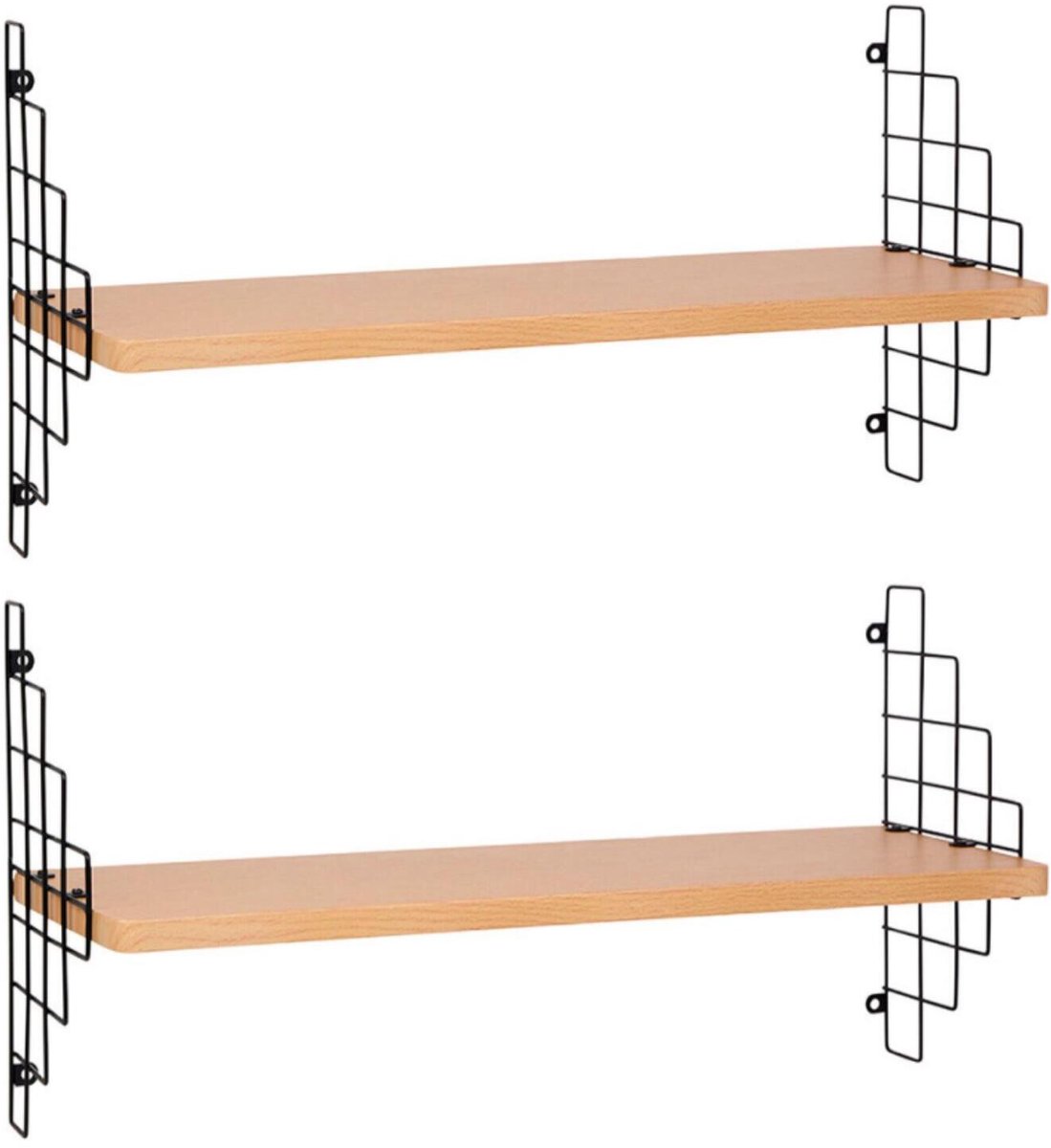 Ostaria Wandplank Carole - 2x - bruin/zwart - MDF/metaal - 50 cm - muurplank - hangplank