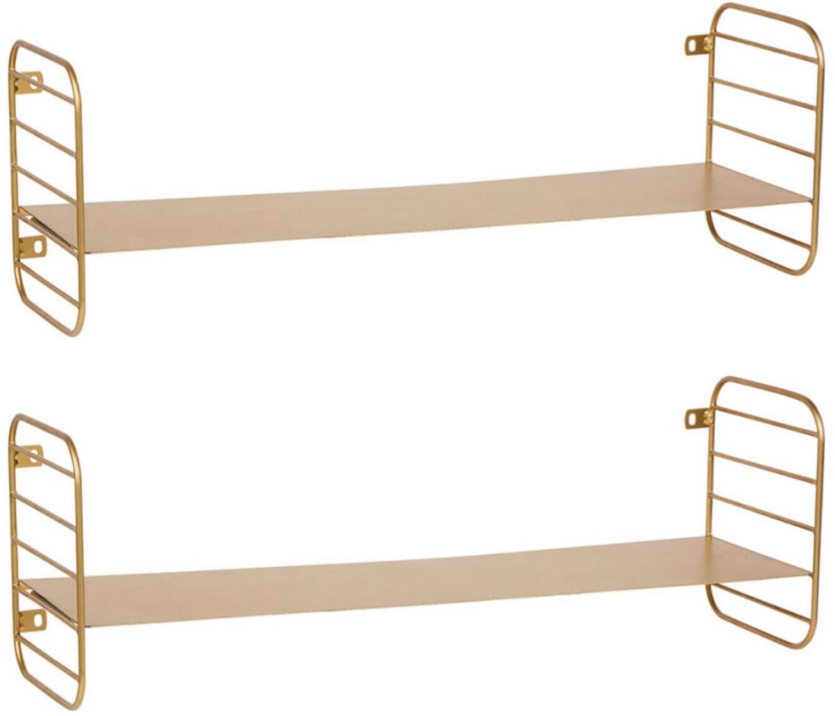 Ostaria Wandplank Angele - 2x - goudkleurig - metaal - 50 cm - muurplank - hangplank