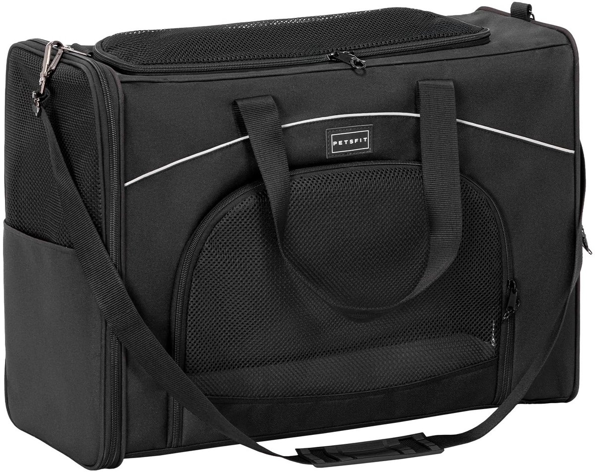 Famanu – Hondentas voor vervoer, geschikt voor vliegtuig, 55 x 40 x 23 cm, transportbox voor honden en katten, veilig transport in auto, vliegtuig en trein