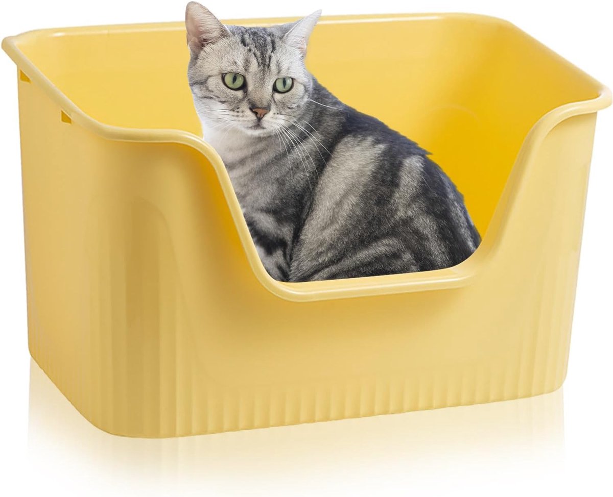 Famanu – Kattenbak met hoge rand, 64×45×33 cm, groot kattentoilet zonder deksel, geschikt voor katten, konijnen en kittens Famanu – Kattenbak met hoge rand, 64×45×33 cm, groot kattentoilet zonder deksel, geschikt voor katten, konijnen en kittens
