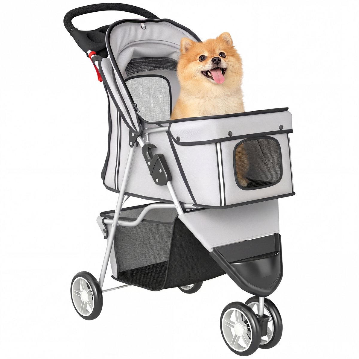 PawHut hondenbuggy - Staal, Oxford-stof - 77 x 44 x 102 cm - Grijs