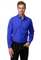 ItalianStyle - Jezola - Chemise pour hommes - Bleu cobalt Sax - Modèle slim-fit