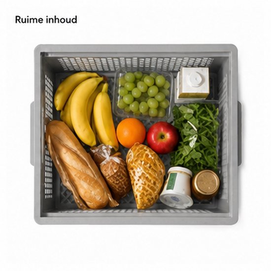 Vintag Fietskrat - 26 Liter - 40 x 30 x 22 cm - Kunststof - Grijs — afbeelding 2