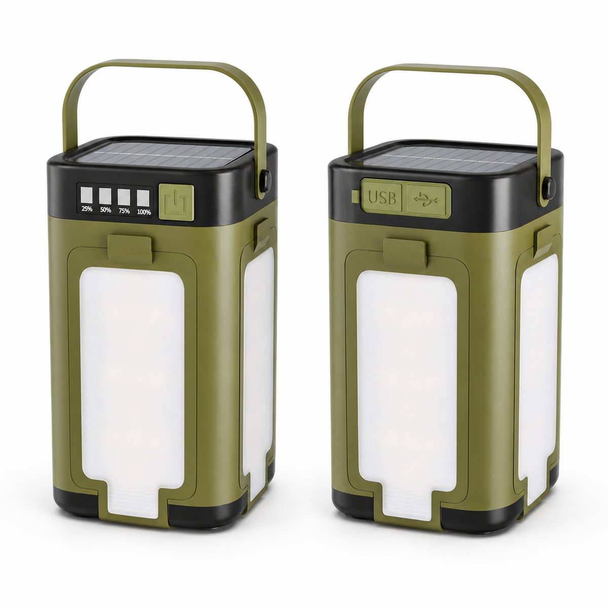 Noodlamp - Zonne-Energie & Powerbank - 6 Lichtstanden - Kampeerlamp - USB-oplaadfunctie - IPX4