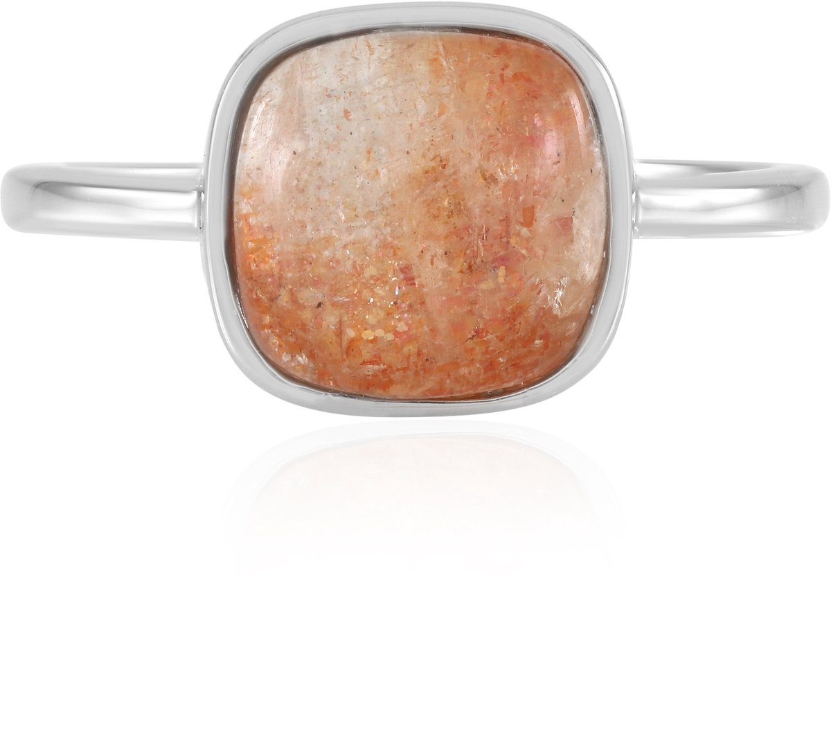 Cavill - Zilveren Ring met 4,212 ct Zonnesteen - 925 Sterling Zilver Gerhodineerd - Antieke India Kussencabochon - Elegant & Tijdloos