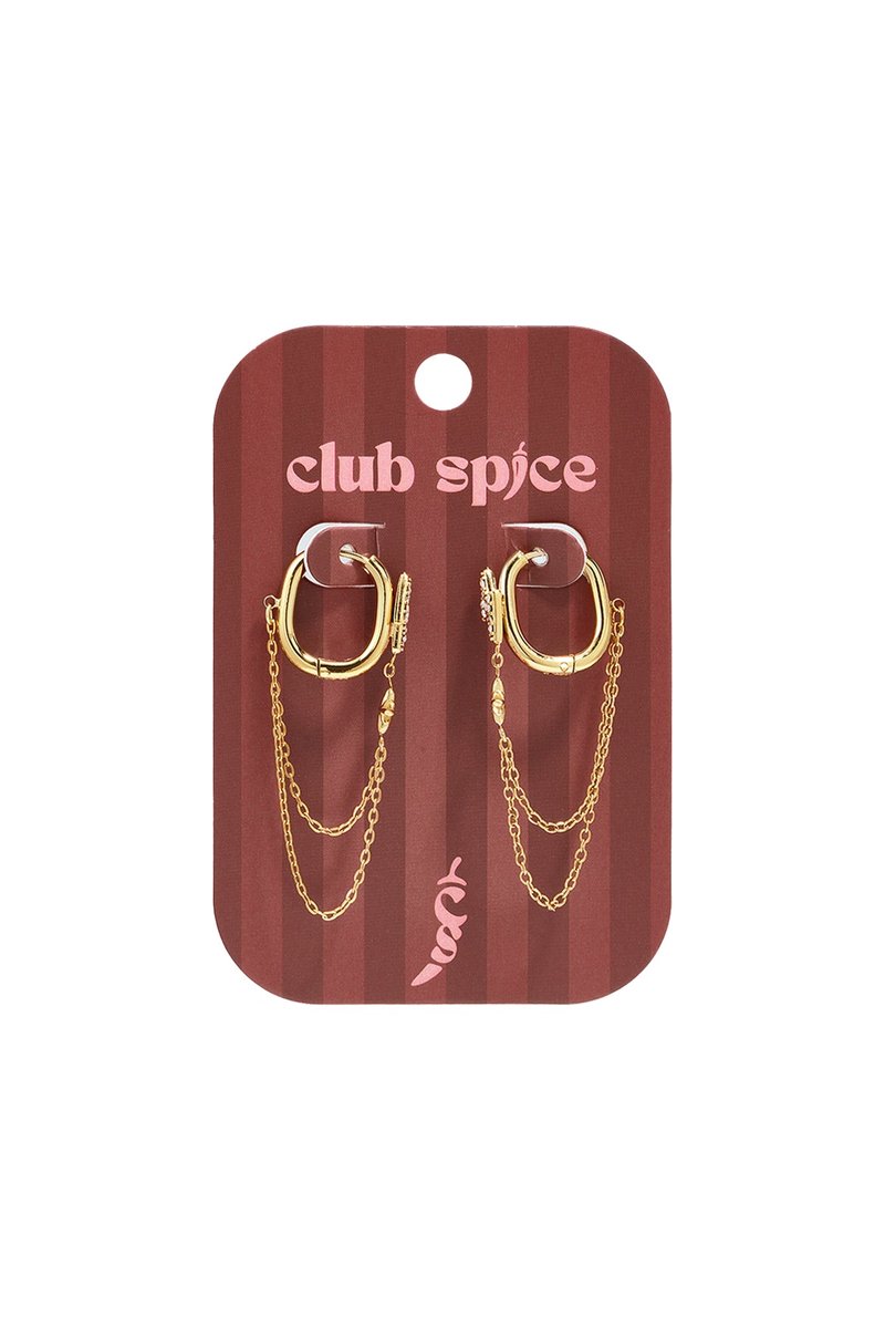 Oorbellen met hangertjes van roestvrij staal en ketting, simple daily simple series, damessieraden - Goudkleur