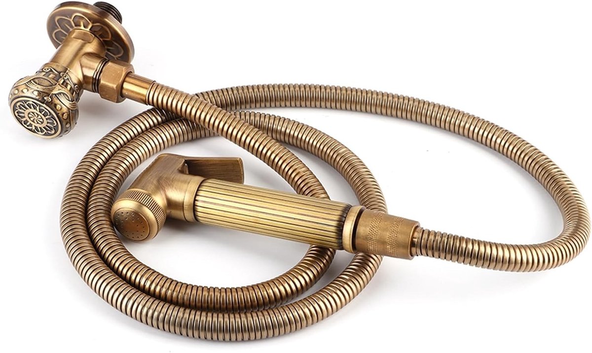 Handheld Bidet Sprayer Set voor Badkamer, Vintage Messing, Ideaal voor Baby Luiers en Hygiëne, Inclusief Slang en Bevestigingsset