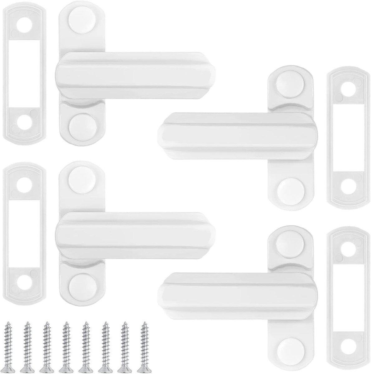 Veiligheidsset voor ramen en deuren - 4-delige venstervergrendeling, kinderveiligheid, aluminium sloten, sash jammer