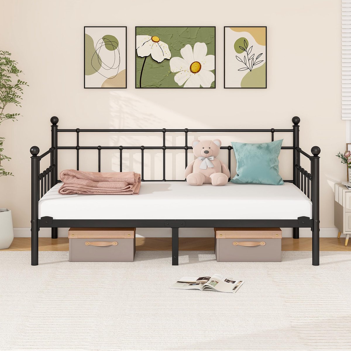 HOMERECOMMEND Metalen Single Daybed Frame 3ft Slaapbank Frame,Zwart - ShopVlot