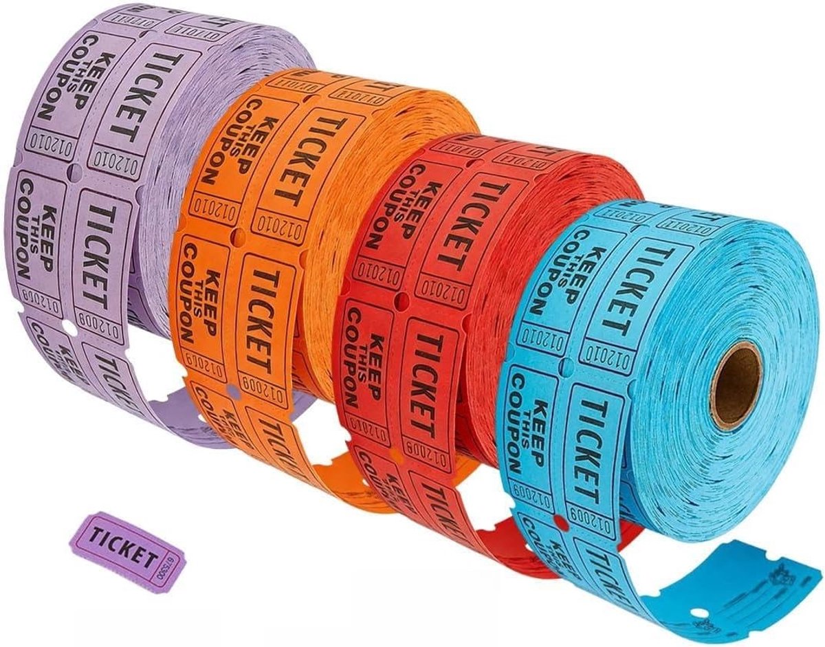 Dubbele Rol Lotterij Tickets 400 Stuks - Voucher Kaarten voor Tombola, Verlotingen en Feestjes