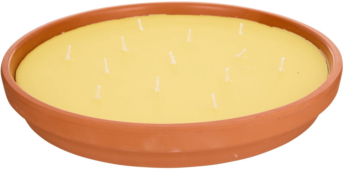 Atmosphera Terry Citronella Geurkaars in keramieken pot - Ø32xH5cm - 1194g - Brandtijd 15u Terracotta