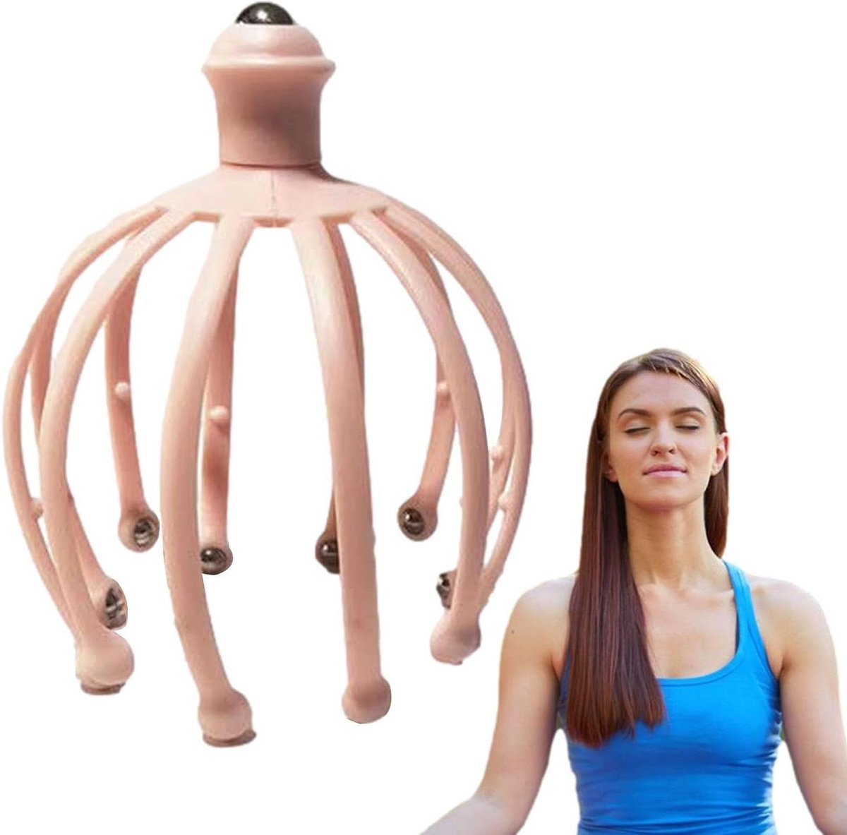 Octopus Hoofdmassager - Hoofdkrabber Ontspanning - Stress Verlichten - 360 Graden Massage - 15.8 x 11.6 x 11.3 cm - Lichtroze