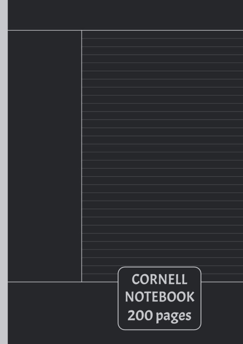 Cornell Notebook: A4 200 Pages - Ruled Composition Paper for Taking Notes - black cover - ShopVlot