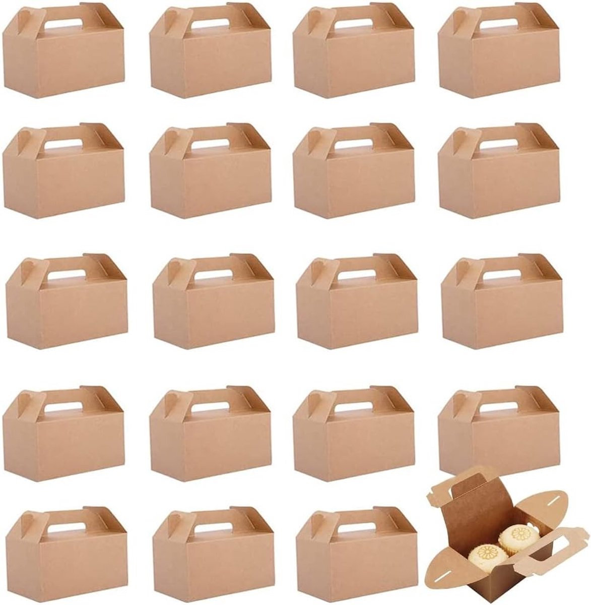 Verpakking voor Voedsel, 20 Stuks, Cadeau Dozen voor Taarten, Kruidenierswaren, Pizza en Koekjes in Karton en Kraft Papier