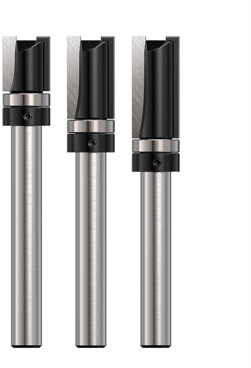 Gelijkmaakfrezen Set - 8 mm - 3 stuks - Houtbewerking Snijgereedschap - Voor Doe-Het-Zelf Projecten