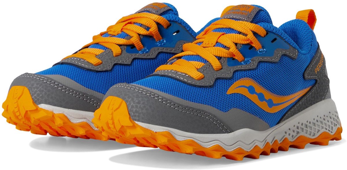 Saucony Peregrine KDZ Shield - Trail Hardloopschoenen voor kinderen - Blauw Oranje - Maat 38