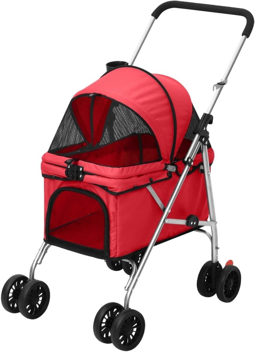 Huisdier Wandelwagen - Dierenbuggy Jogger - Buitenritten - Opvouwbaar Ontwerp - 76x50x100 cm - Rood