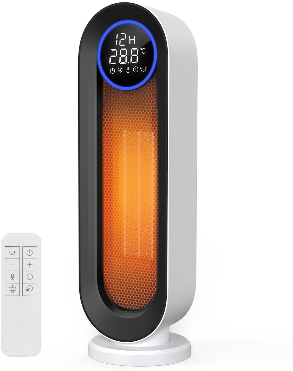 COOCHEER Keramische ventilatorkachel, 2000 W, 3 bedrijfsmodi, eco-elektrische verwarming, energiebesparend - ShopVlot