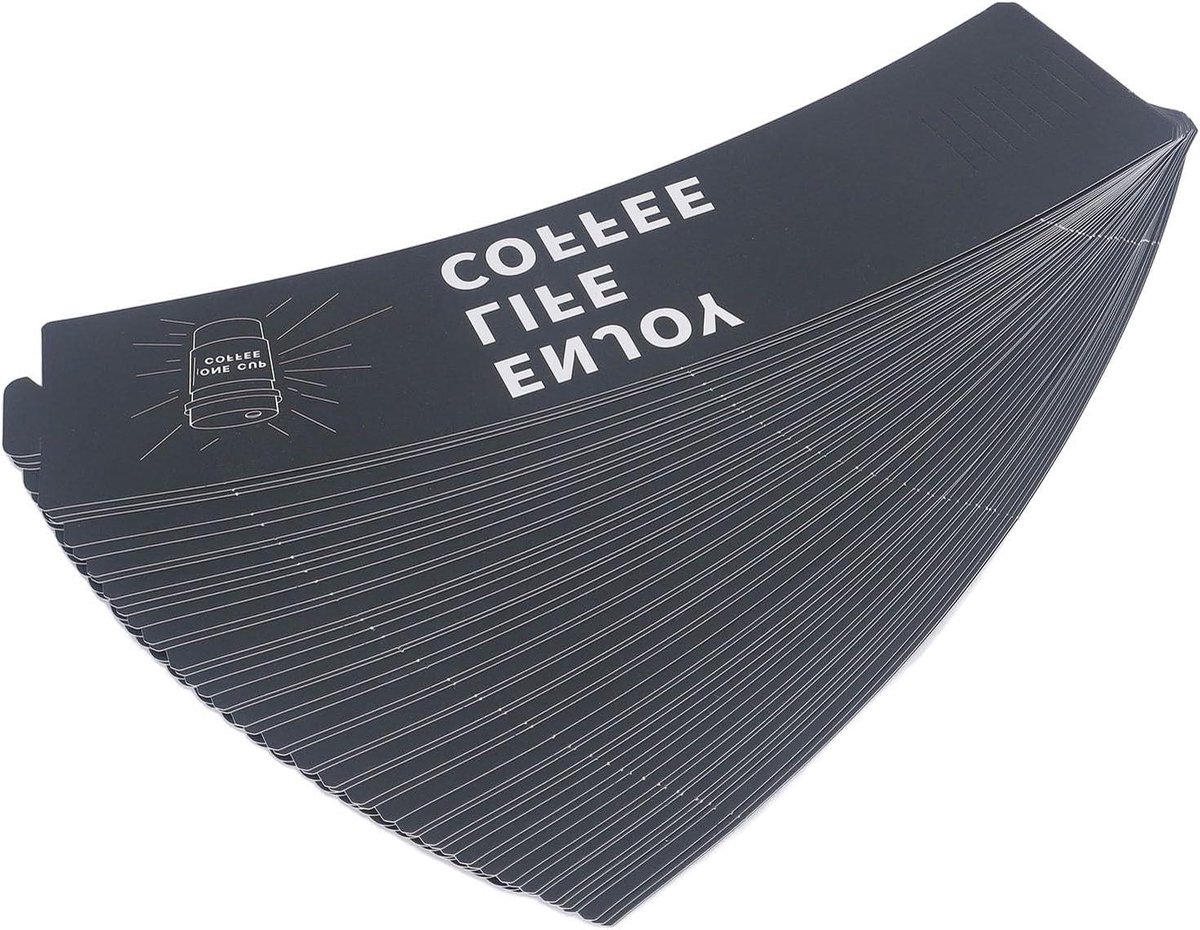 Koffiebeker Hoezen - Papieren Isolatie - Warme Dranken Vasthouden - Verstelbaar Jack Design - 50 Stuks - Zwart