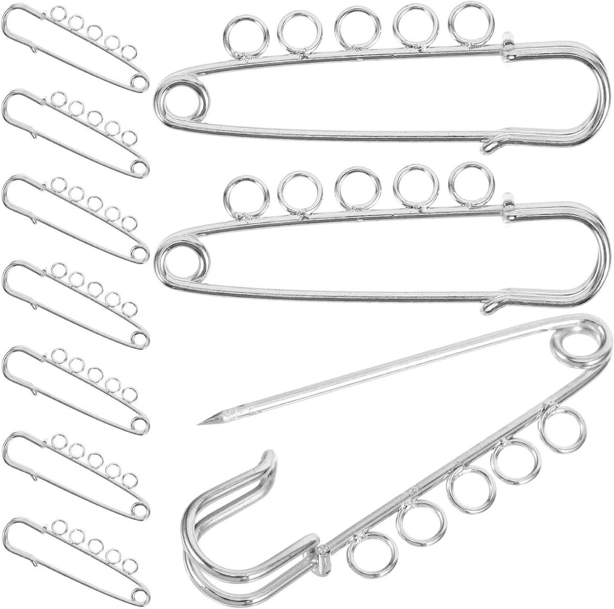 Metalen Veiligheidsspelden - Stevige Naalden - Sieraden Knutselen - Met Gaatjes - 10 Stuks - Zilver